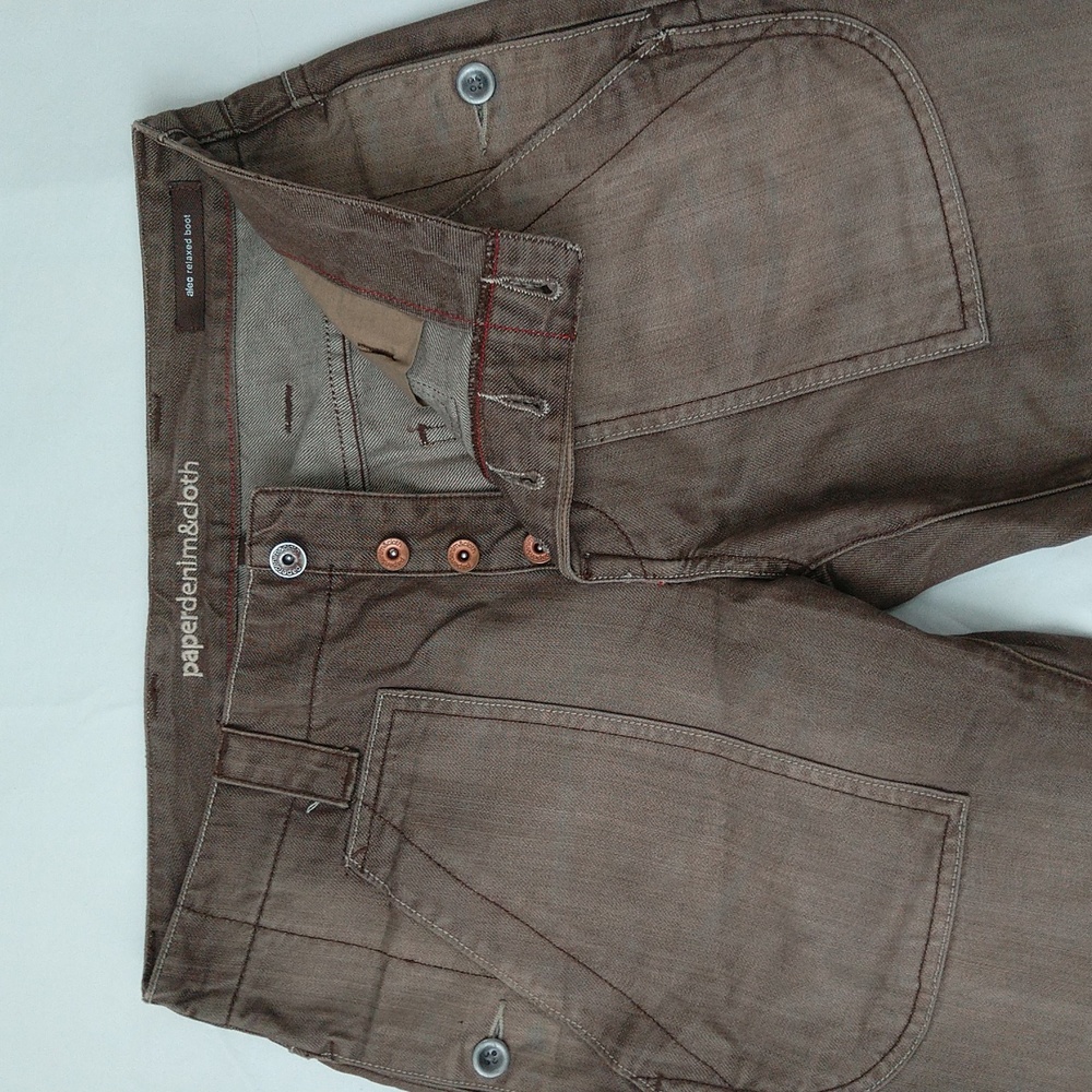 Vtg paperdenim& cloth Alec relaxed boot cut mid rise brown jeans men's Sz 31